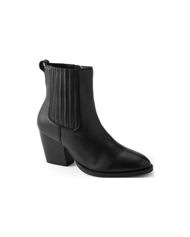 Lands' End Stiefeletten aus Leder, Damen, Größe regular, Schwarz, Leder, by Schwarz