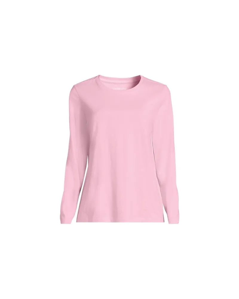 Lands' End Supima-Shirt, Langarm, Damen, Größe regular, Pink, Baumwolle, by Pink