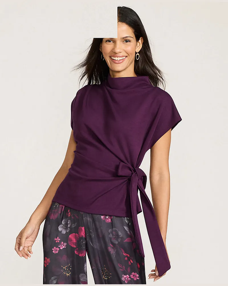 Lands' End Jerseyshirt mit Knotendetail, Damen, Größe petite, Rot, by Rot