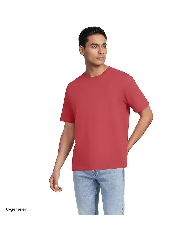 Lands' End Super-T Kurzarm-Shirt, Classic Fit, Herren, Größe regular, Braun, Baumwolle, by Braun