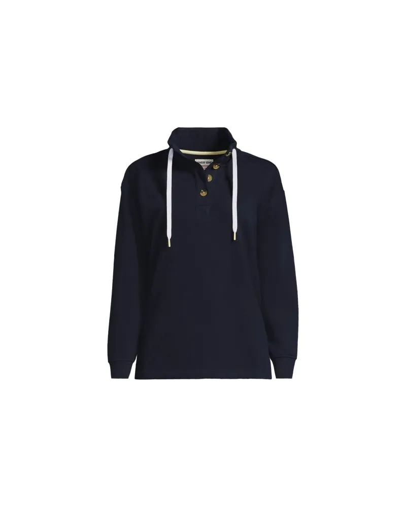 Lands' End Pullover SERIOUS SWEATS mit Knopfleiste, Damen, Größe regular, Blau, Baumwoll-Mischung/Polyester-Mischung, by Blau