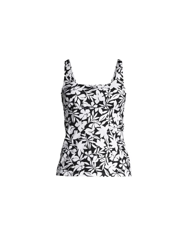 Lands' End Tankinitop CHLORRESISTENT mit geradem Ausschnitt Gemustert, Damen, Größe regular, Schwarz, Elasthan/Nylon-Mischung, by Schwarz