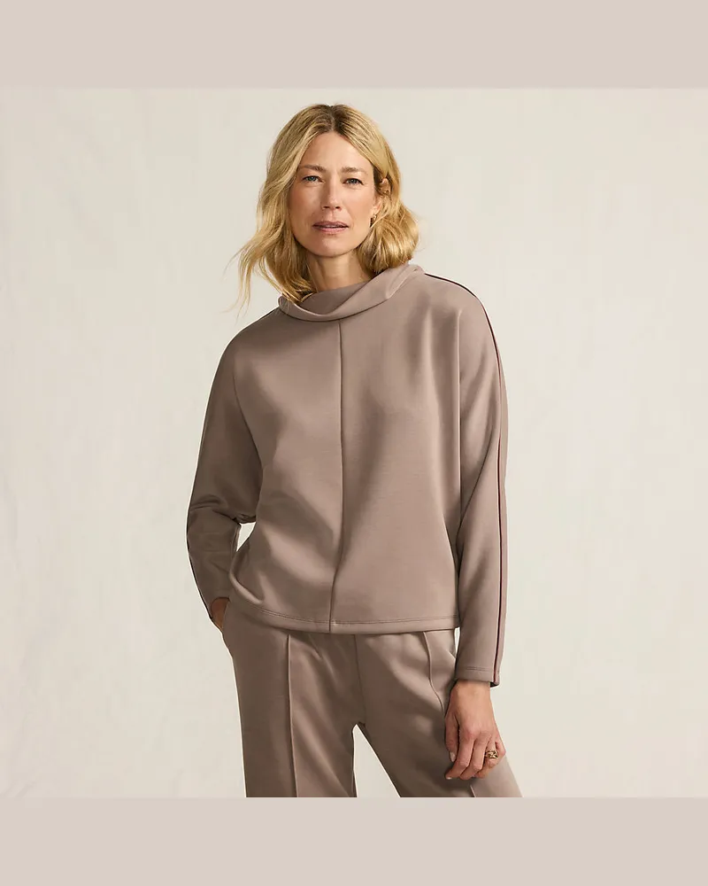 Lands' End Samtweiches Sweatshirt, Damen, Größe regular, Braun, Polyester/Polyester-Mischung/Baumwolle Modal, by Braun
