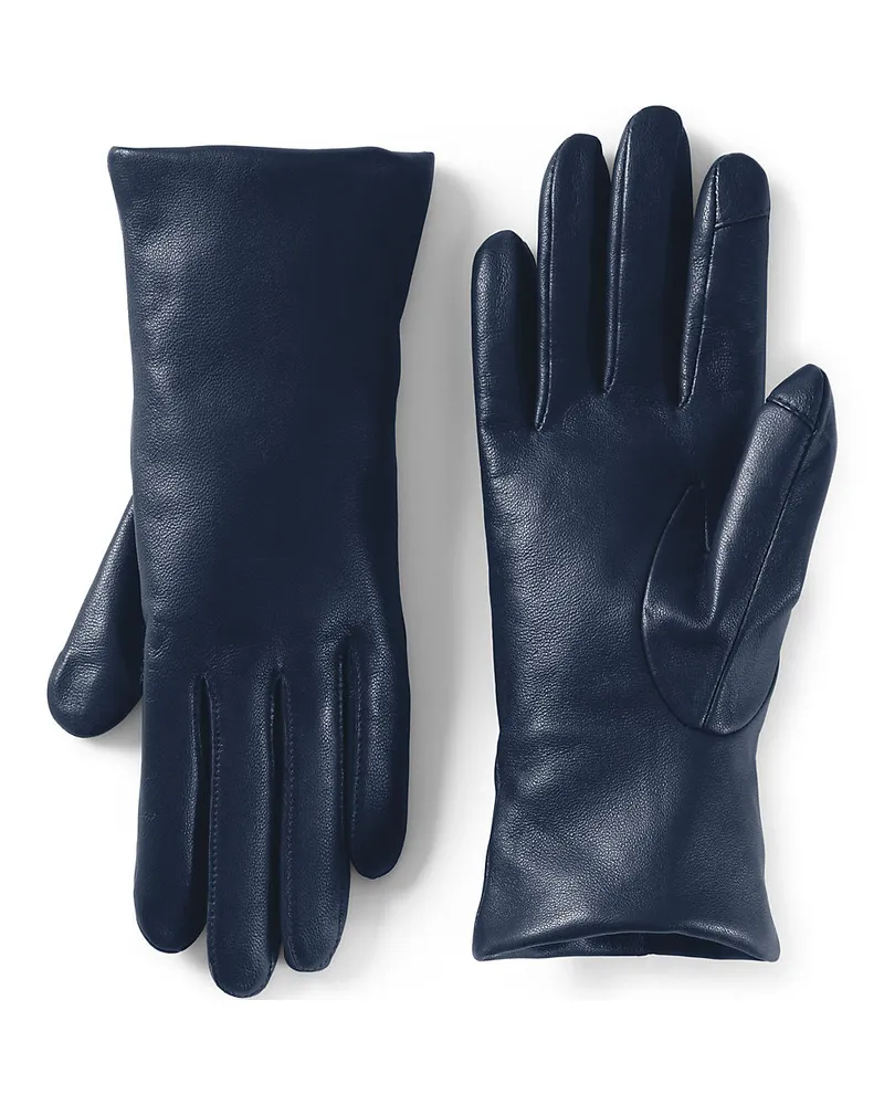 Lands' End Lederhandschuhe mit Kaschmirfutter, Damen, Größe regular, Blau, Kaschmir/Leder, by Blau