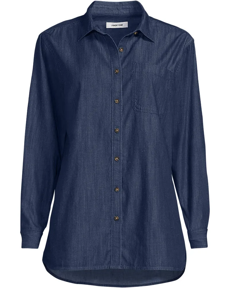 Lands' End Jeansbluse aus Lyocell-Mix, Damen, Größe plus, Blau, by Blau