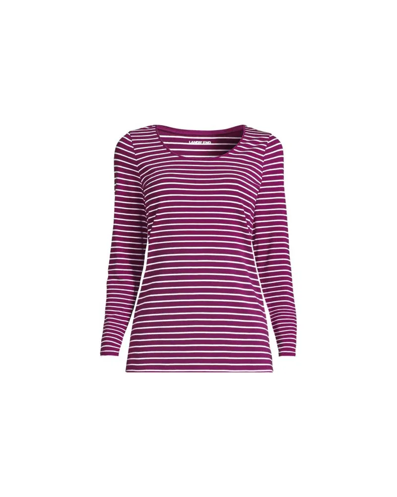 Lands' End Baumwolle/Modal-Shirt mit Ballett-Ausschnitt, Damen, Größe regular, Rot, Baumwolle Modal, by Rot