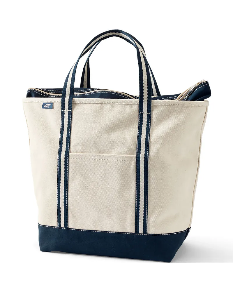 Lands' End Große Canvastasche mit Reißverschluss, Damen, Größe:null regular, Weiß, Baumwolle, by Weiß