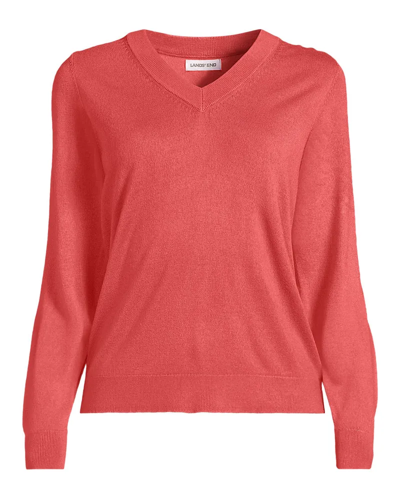 Lands' End CashTouch Pullover mit V-Ausschnitt, Damen, Größe petite, Orange, Polyacryl, by Orange