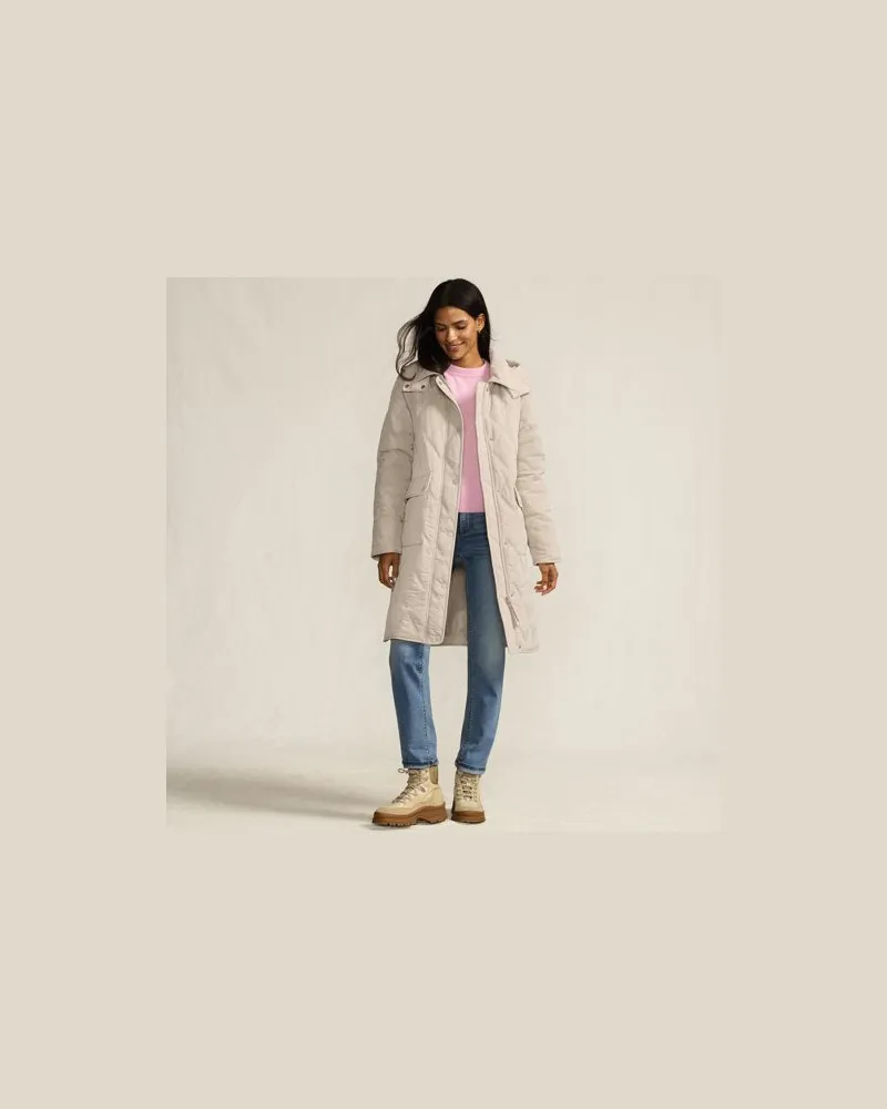 Lands' End Steppmantel mit Kapuze, Damen, Größe:44-46 regular, Weiß, Nylon, by Weiß