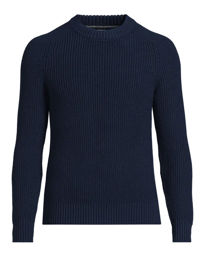 Lands' End Drifter Strukturstrick-Pullover, Herren, Größe tall, Blau, Baumwolle, by Blau
