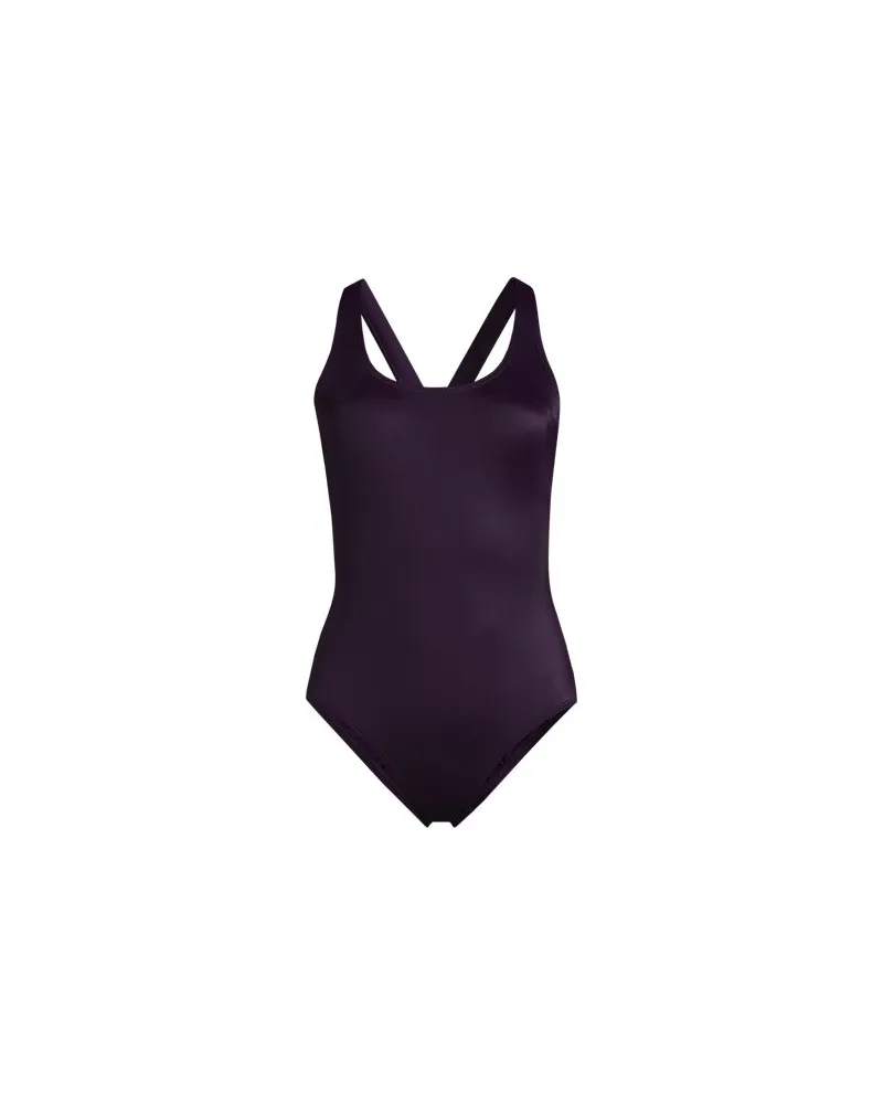 Lands' End Komfort-Badeanzug mit gekreuzten Trägern, hohes Bein,, Damen, Größe plus, Lila, Nylon-Mischung, by Lila