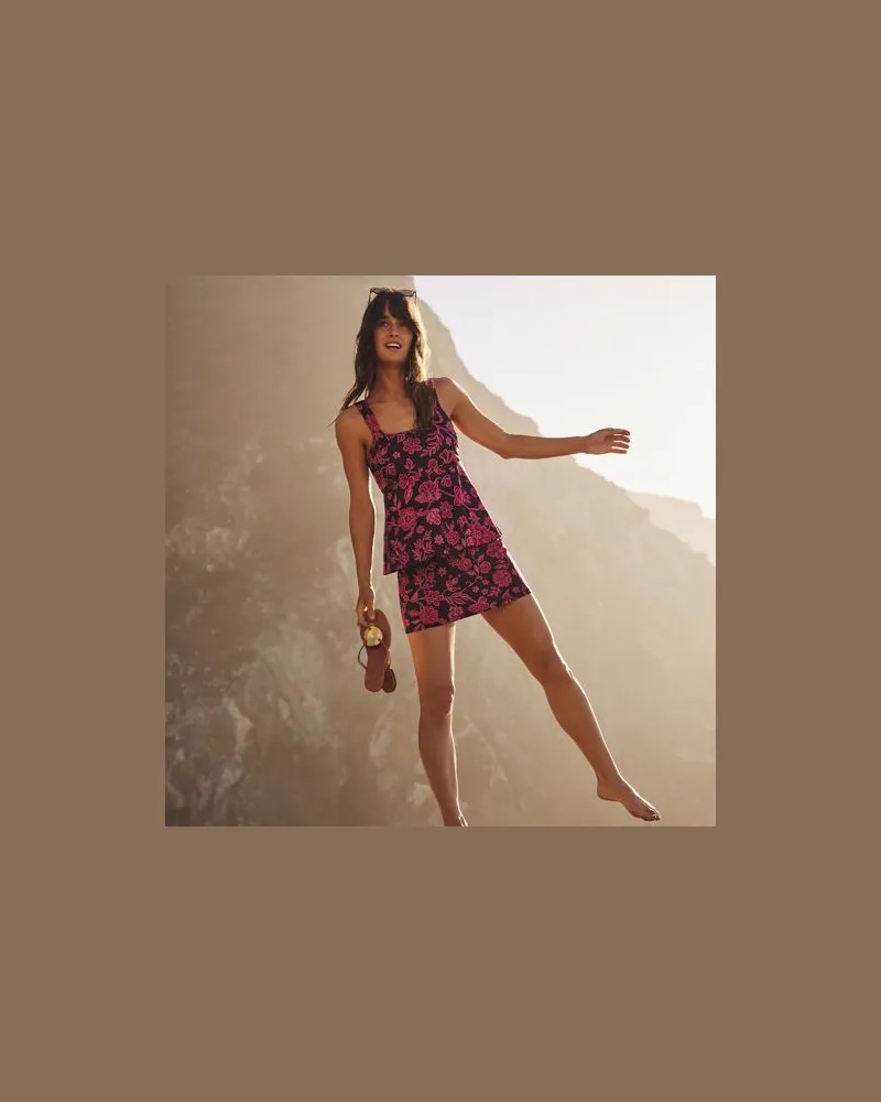 Lands' End Ausgestelltes Tankinitop mit U-Ausschnitt, Damen, Größe regular, Lila, Elasthan/Polyester-Mischung/Nylon-Mischung, by Lila