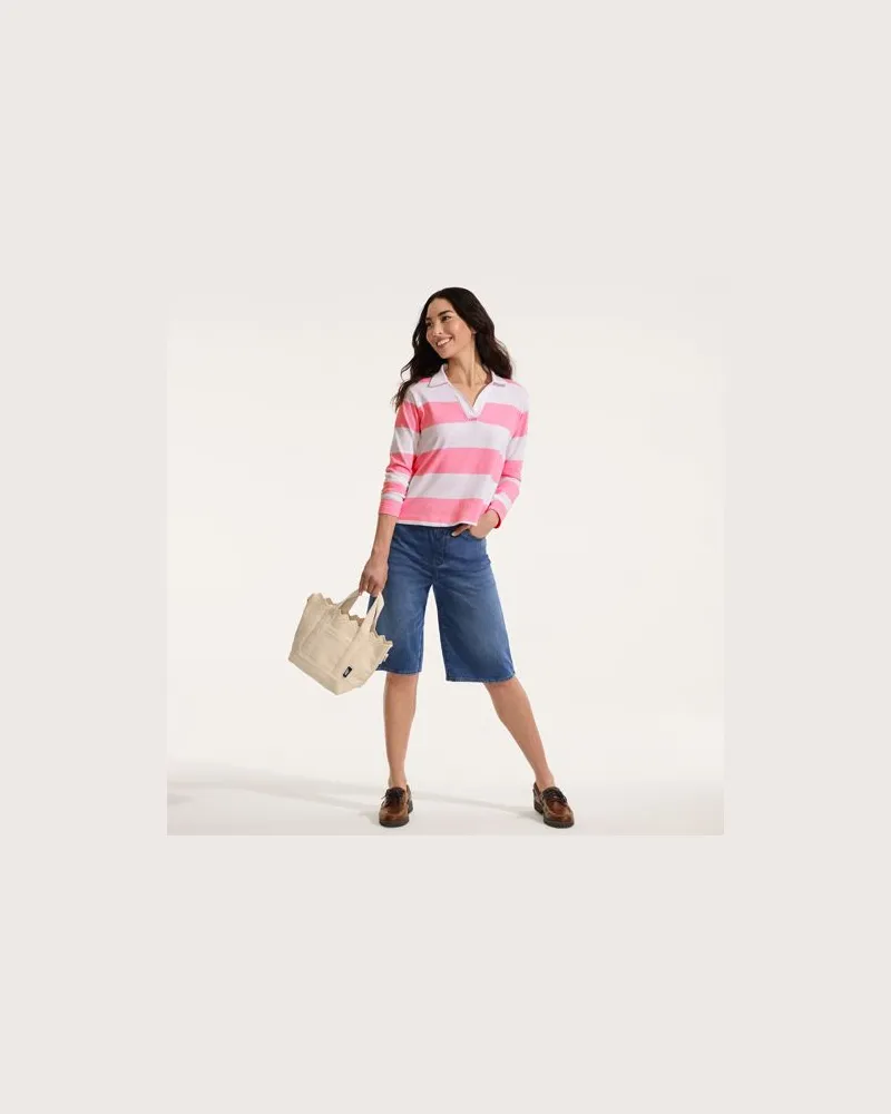 Lands' End Starfish Knit Denim Bermuda-Shorts 30 cm, Damen, Größe regular, Blau, Baumwoll-Mischung/Polyester-Mischung, by Blau