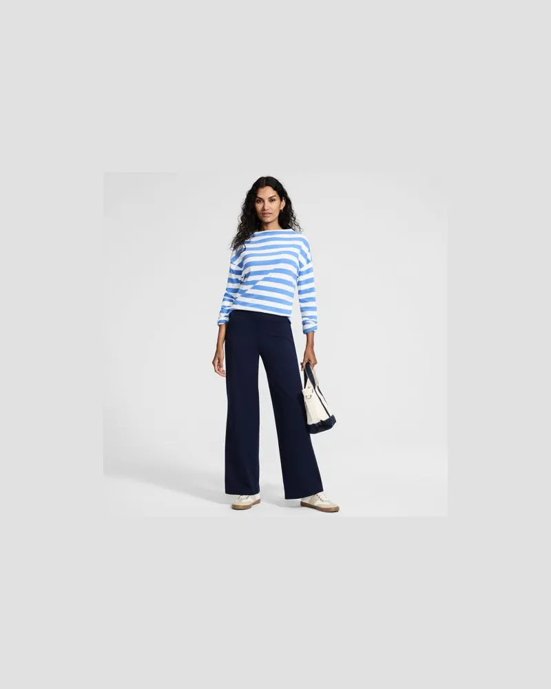 Lands' End Starfish High Waist Hose mit weitem Bein, Damen, Größe regular, Blau, Elasthan/Baumwoll-Mischung, by Blau
