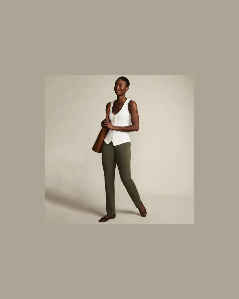 Lands' End Schmale Starfish Jersey-Freizeithose, Damen, Größe:32-34 regular, Grün, Elasthan/Baumwoll-Mischung, by Grün