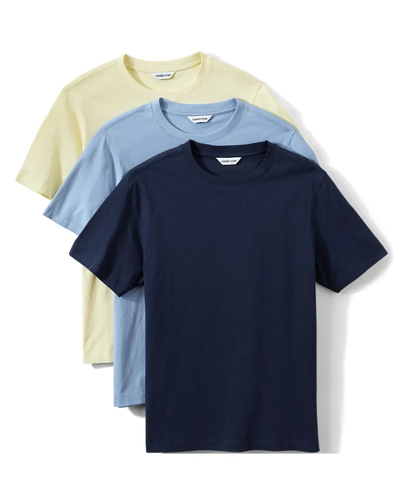 Lands' End Kurzärmelige Rundhalsshirts im 3er-Set, Herren, Größe regular, Sonstige, Baumwolle, by Sonstige