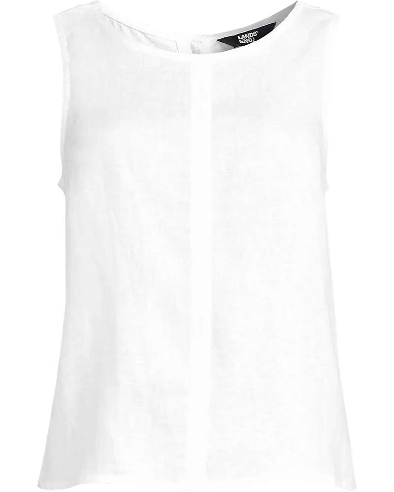 Lands' End Leinentop mit Knopfleiste am Rücken, Damen, Größe regular, Weiß, Leinen, by Weiß