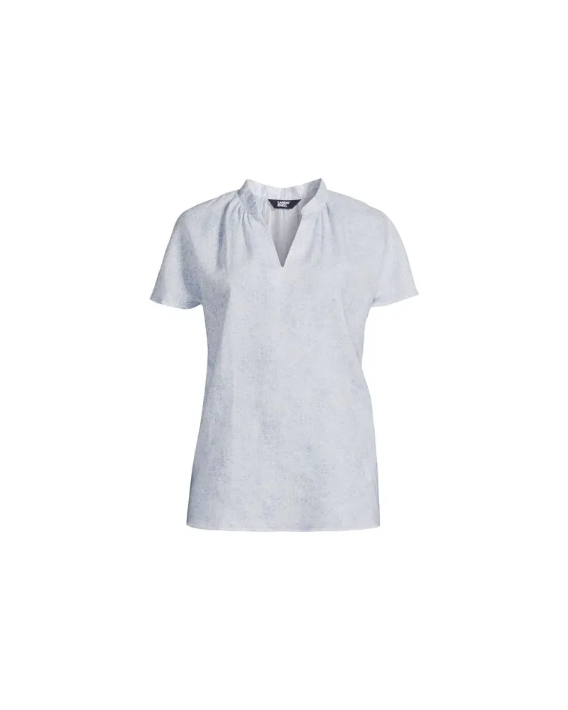 Lands' End Leinentop mit Dolman-Ärmeln, Damen, Größe:44-46 regular, Blau, by Blau