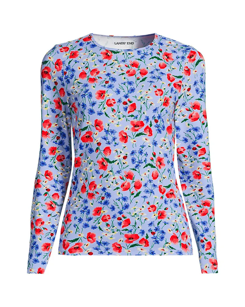 Lands' End Schnelltrocknendes UPF 50 Sonnenschutz-Badeshirt, Damen, Größe plus, Blau, Nylon-Mischung, by Blau