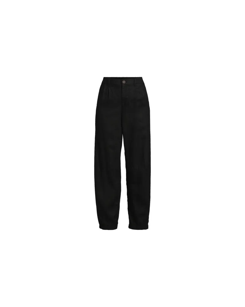 Lands' End Leinen-Barrelhose mit Bundfalten, Damen, Größe petite, Schwarz, Leinen, by Schwarz