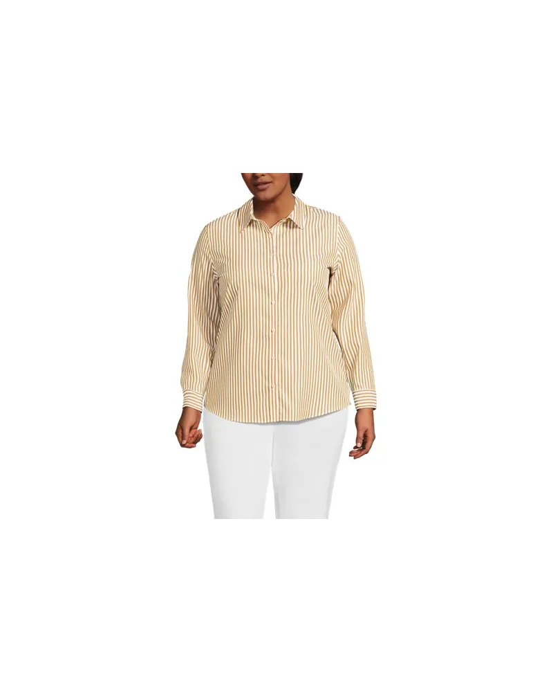 Lands' End Bügelfreie Baumwoll-Bluse, Damen, Größe plus, Gelb, Baumwolle, by Gelb