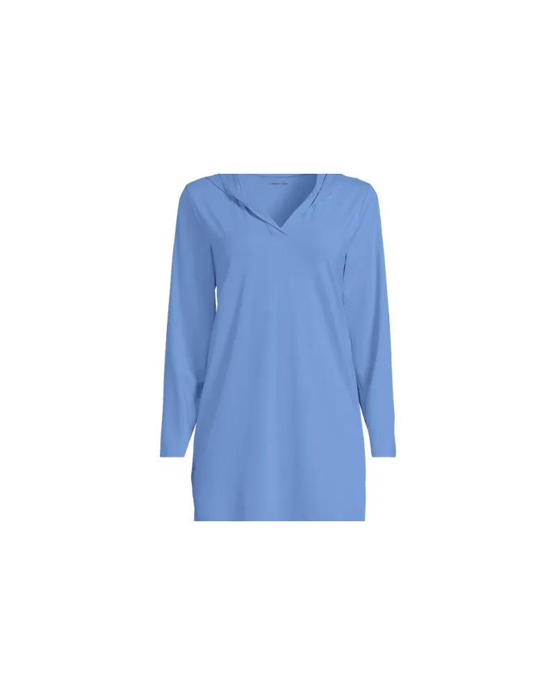 Lands' End Langes Kapuzen-Badeshirt, Damen, Größe plus, Blau, Nylon-Mischung, by Blau