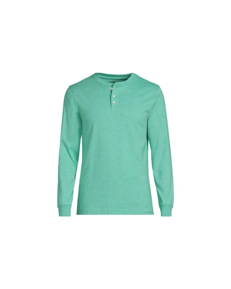 Lands' End Super-T Langarm-Henleyshirt, Classic Fit, Herren, Größe:56-58 regular, Grün, Baumwolle, by Grün