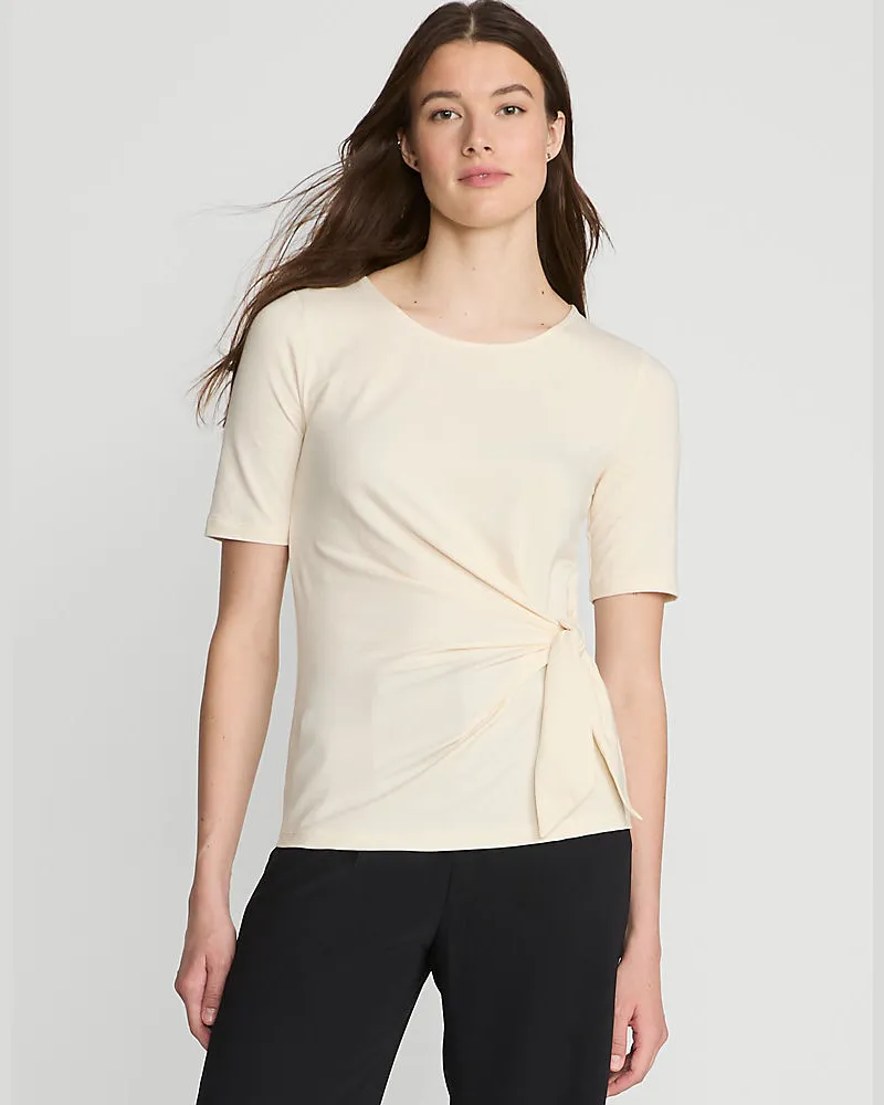 Lands' End Baumwolle/Modal-Shirt mit Bindeschleife, Damen, GrÃ¶ÃŸe regular, WeiÃŸ, Baumwolle Modal, by Weiãÿ