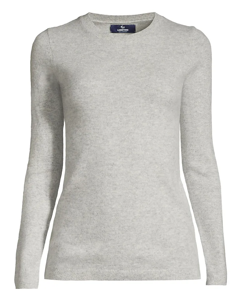 Lands' End Kaschmir-Pullover mit rundem Ausschnitt, Damen, Größe regular, Grau, Kaschmir, by Grau