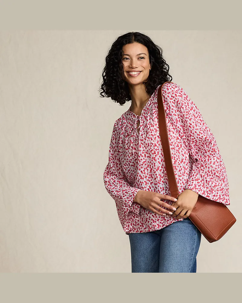 Lands' End Langarm-Bluse aus Voile, Damen, Größe regular, Weiß, Baumwoll-Mischung/Viskose-Mischung, by Weiß