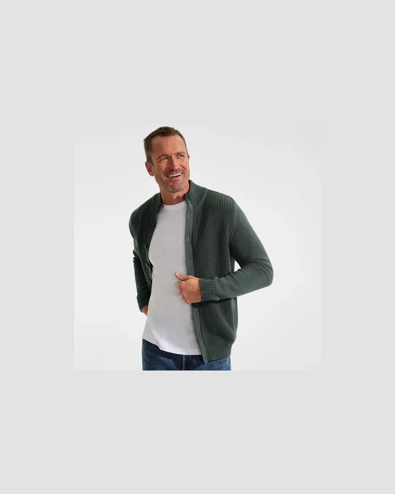 Lands' End Cardigan mit Stehkragen DRIFTER, Herren, Größe:44-46 regular, Grün, by Grün