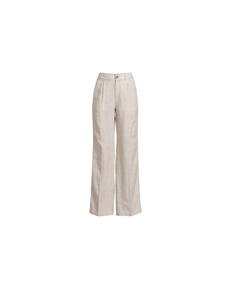 Lands' End Leinenhose High Waist mit weitem Bein, Damen, Größe plus, Beige, Leinen, by Beige
