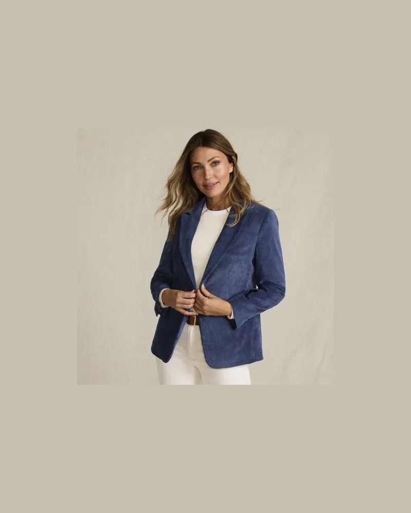 Lands' End Cordblazer, Damen, Größe regular, Blau, by Blau
