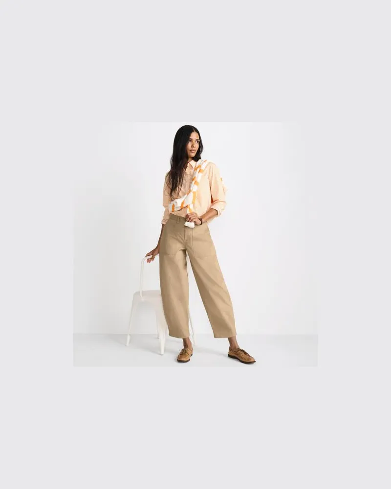 Lands' End Barrel-Chinos High Waist, Damen, Größe regular, Braun, Baumwolle/Elasthan, by Braun