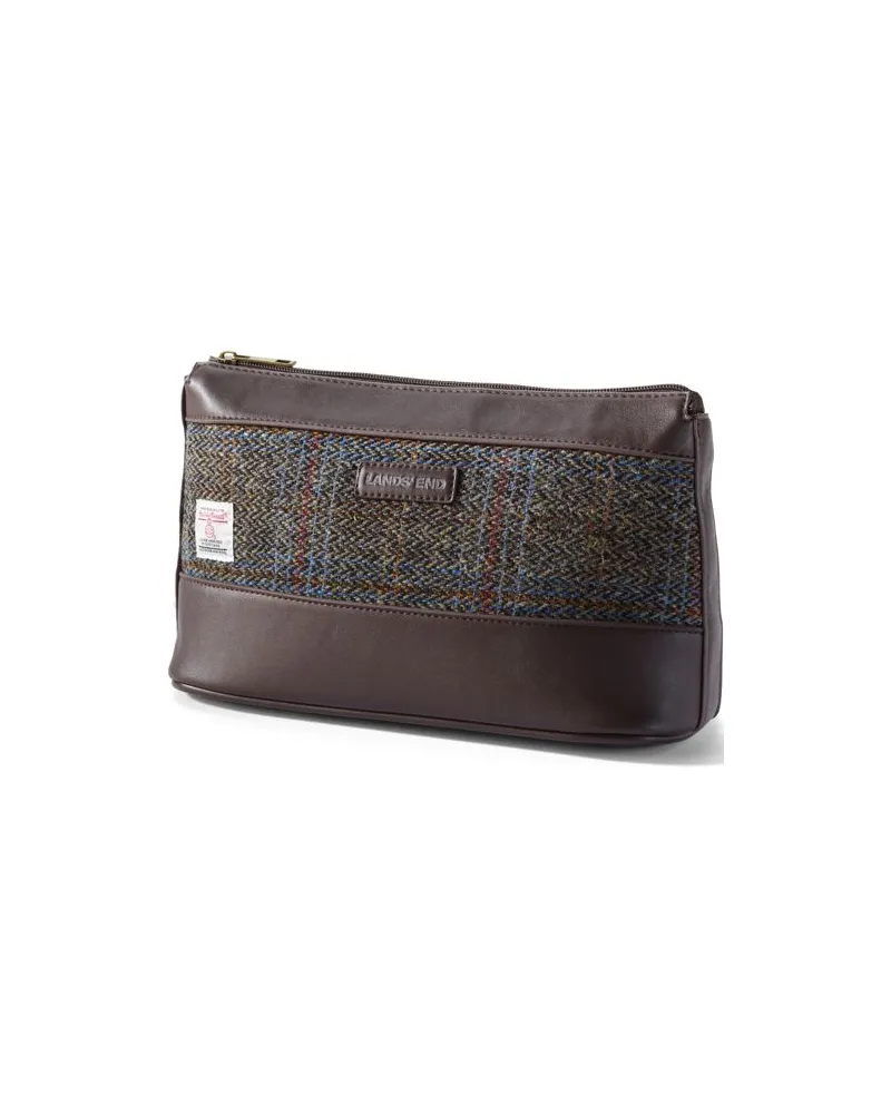 Lands' End Harris Tweed Kulturbeutel, Damen, Größe:null regular, Braun, Wolle, by Braun