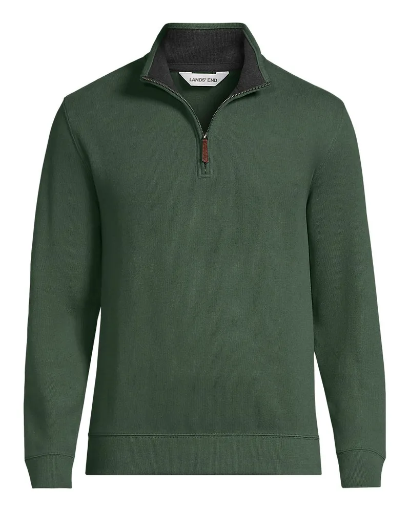 Lands' End Reißverschluss-Pullover aus Bedford-Ripp, Herren, Größe regular, Grün, Baumwolle, by Grün