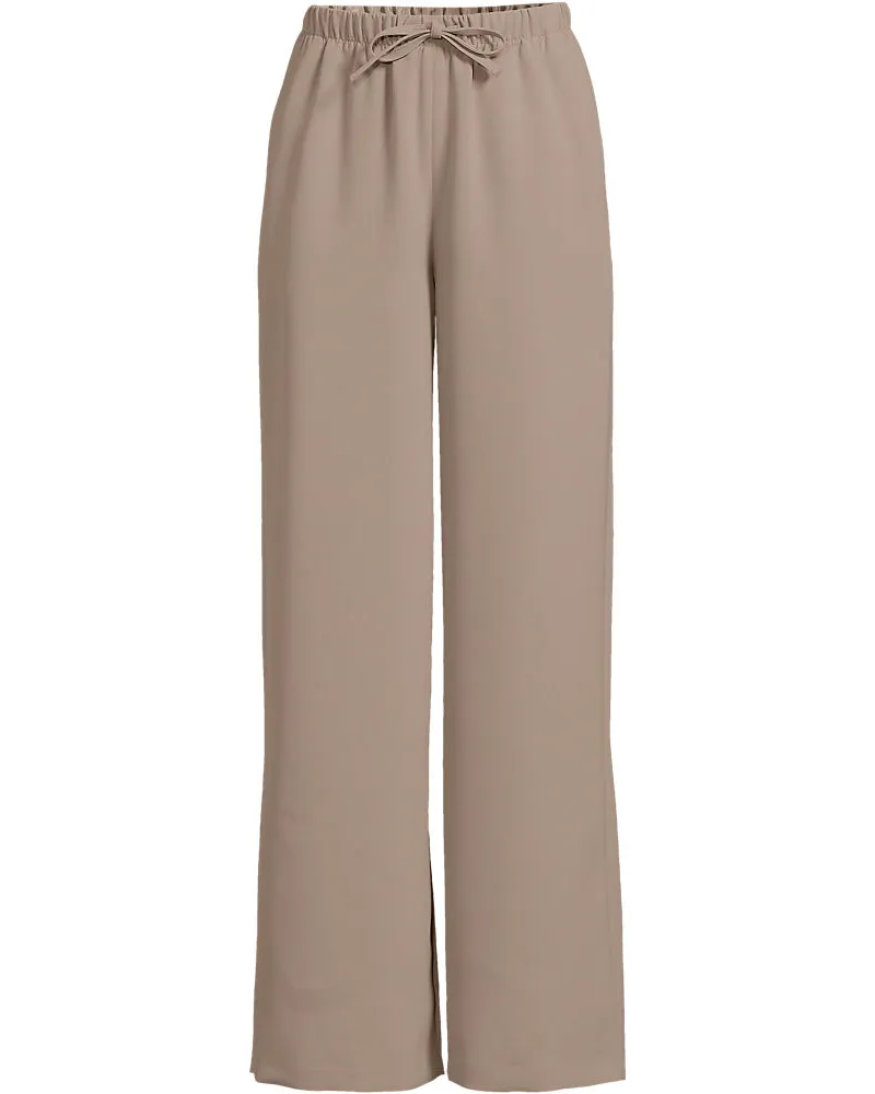 Lands' End Fließende Webhose mit Elastikbund, Damen, Größe petite, Braun, Polyester, by Braun
