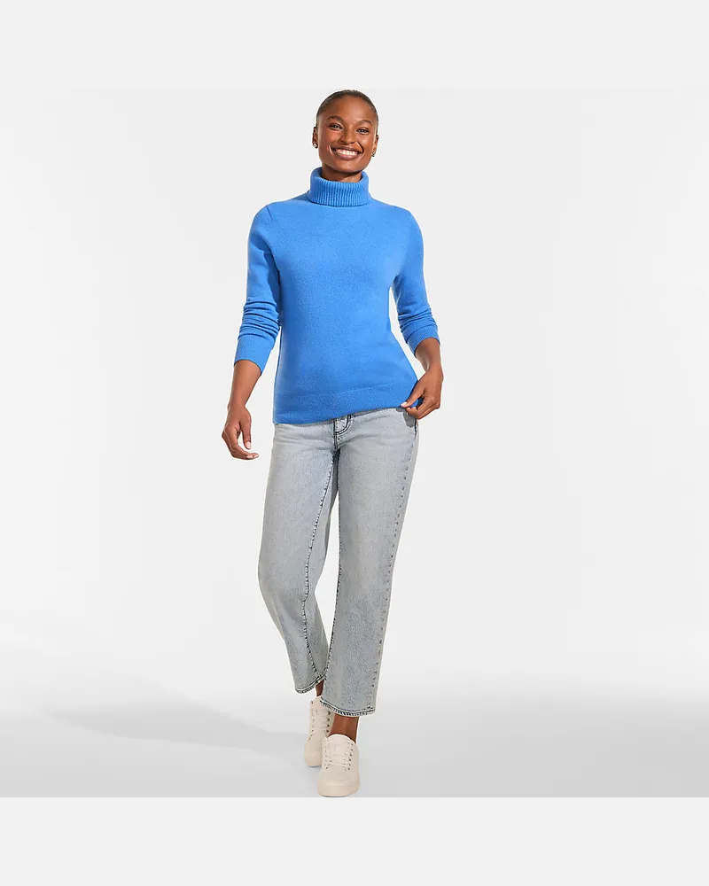 Lands' End Rollkragen-Pullover aus Kaschmir, Damen, Größe petite, Blau, Kaschmir, by Blau
