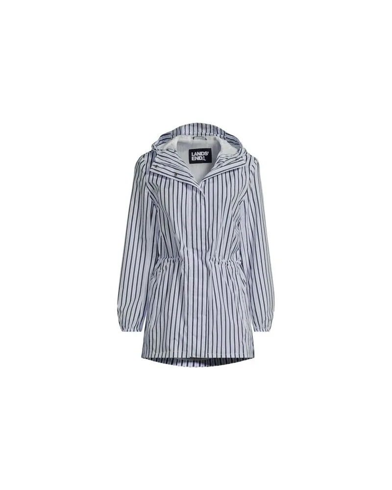 Lands' End Verstaubare wasserdichte Regenjacke Gemustert, Damen, Größe plus, Weiß, Polyester, by Weiß