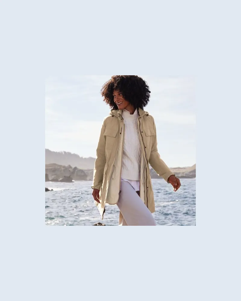Lands' End 3-in-1-Wachsjacke aus Baumwollmix, Damen, Größe:32-34 regular, Beige, Baumwolle/Nylon, by Beige