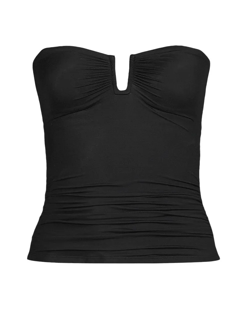 Lands' End Bandeau-Tankini-Top Slender, Damen, Größe plus, Schwarz, Elasthan/Nylon-Mischung, by Schwarz
