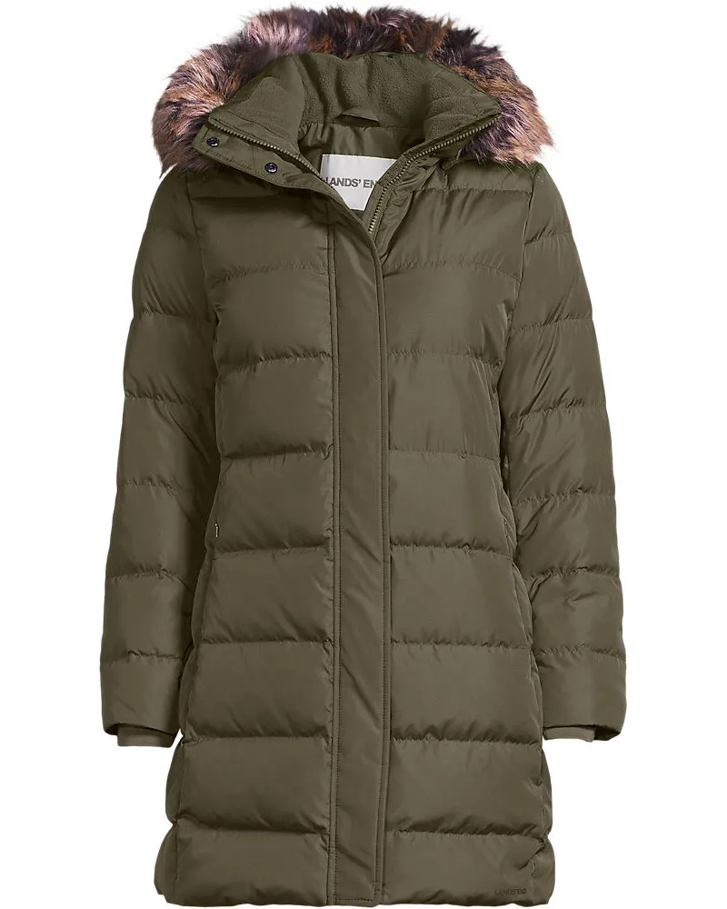 Lands' End Daunenmantel mit Kapuze, Damen, Größe plus, Grün, Polyester, by Grün