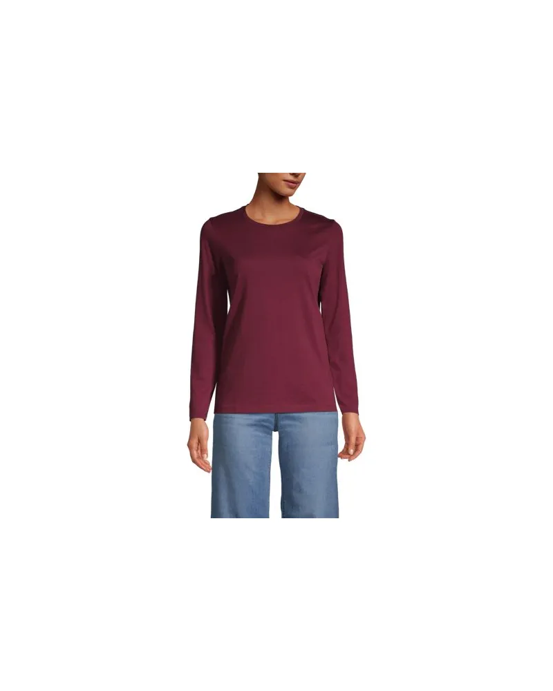 Lands' End Supima-Shirt, Langarm, Damen, Größe regular, Rot, Baumwolle, by Rot