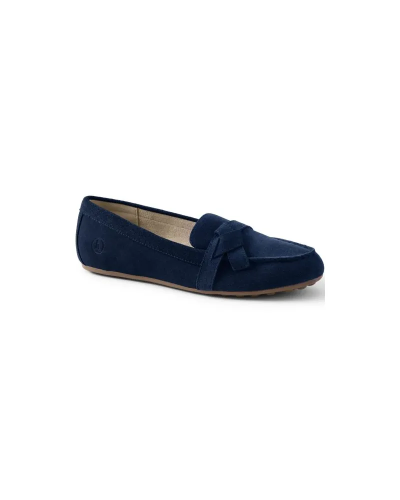 Lands' End Komfort-Pennyloafer in weiter Passform, Damen, Größe regular, Blau, Leder/Rauleder, by Blau