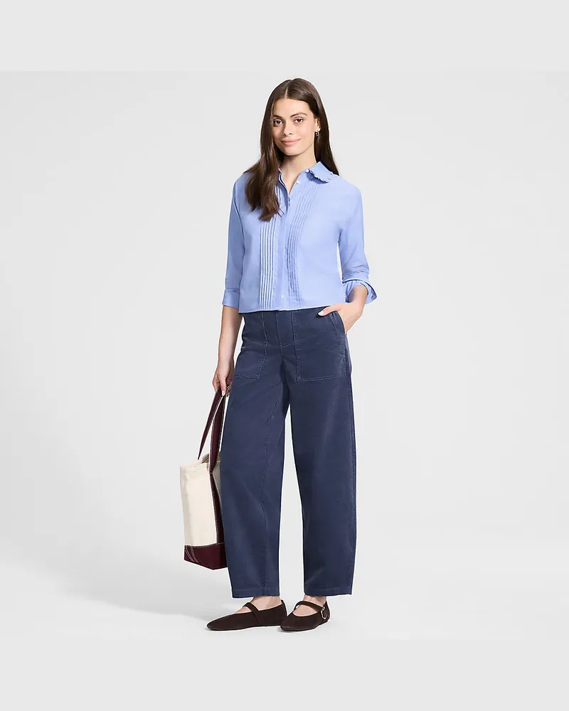 Lands' End Utility-Barrelhose aus Feincord, Damen, Größe regular, Blau, Elasthan/Baumwoll-Mischung, by Blau