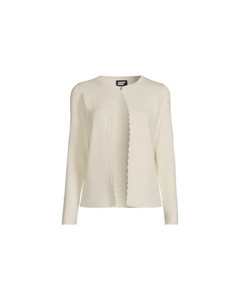 Lands' End Cardigan mit Muschelrand, Damen, Größe:40-42 regular, Weiß, Viskose/Viskose-Mischung/Polyester-Mischung, by Weiß