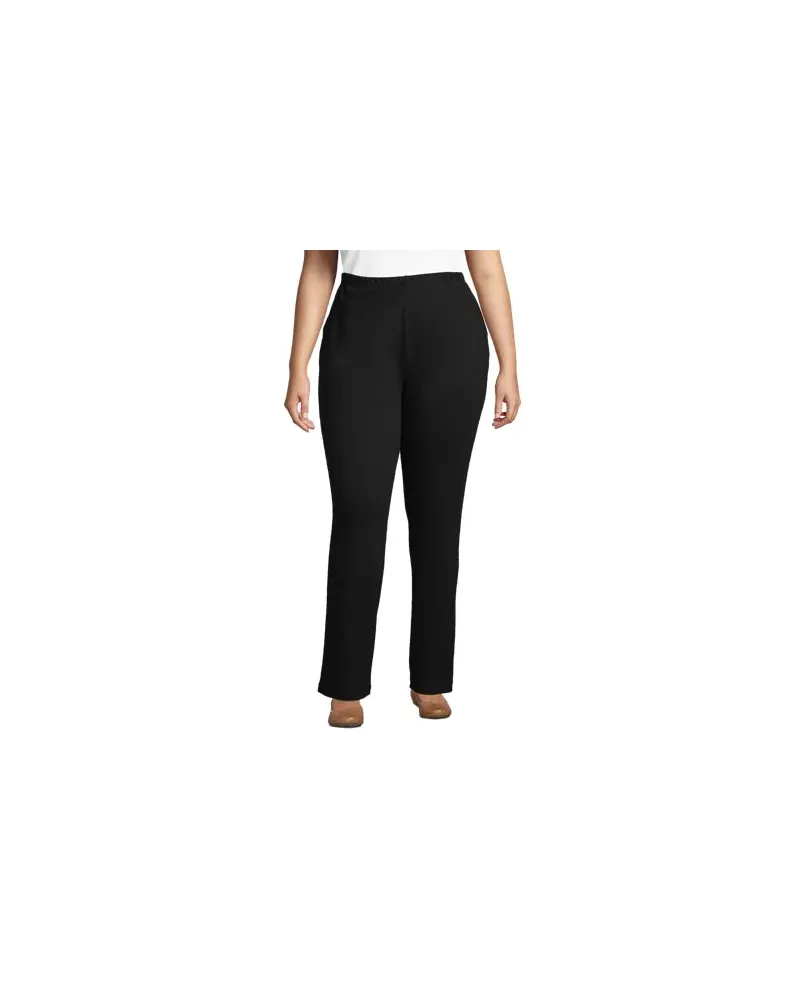 Lands' End Straight Fit Freizeithose SPORT KNIT, Damen, Größe plus, Schwarz, Baumwolle, by Schwarz