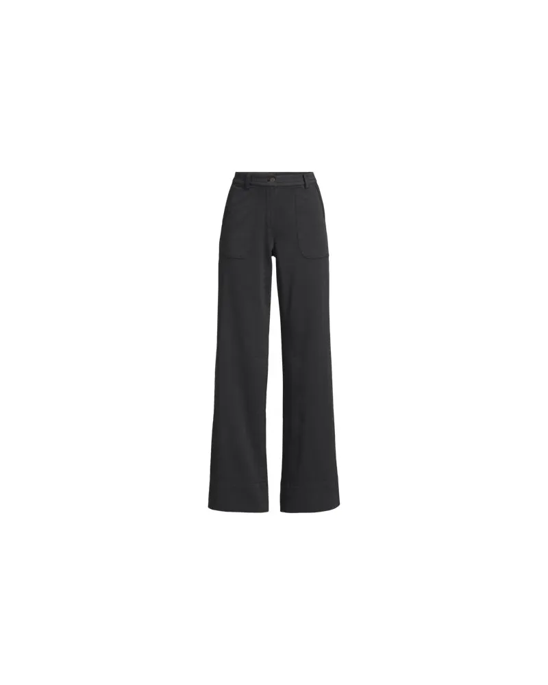 Lands' End Lange Chino-Hose Mid Waist, Damen, Größe petite, Schwarz, Baumwolle/Lyocell (Viskose)/Baumwoll-Mischung, by Schwarz