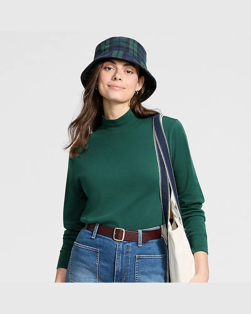 Lands' End Stehkragen-Shirt, Damen, Größe petite, Grün, Baumwolle, by Grün