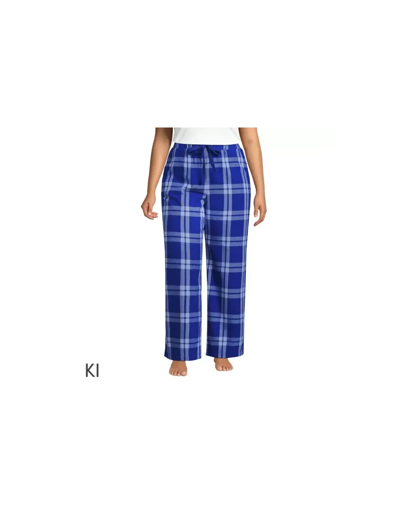 Lands' End Pyjamahose aus reinem Baumwoll-Flanell, Damen, Größe plus, Blau, Baumwolle, by Blau